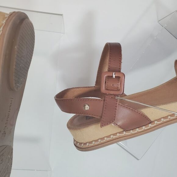 Pikolinos Women's Sandals US 7.5 EU 38 White Brown Leather Ankle Strap Low Heel - Picture 5 of 10